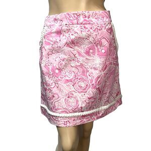 Lilly Pulitzer Skirt Women’s Size 12 Pink White Trim Floral What’s Your Sign